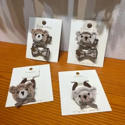 Xbeauty ヘアクリップ｜フェルト・秋冬・新作・少女・かわいい・リボンがある・ベアー