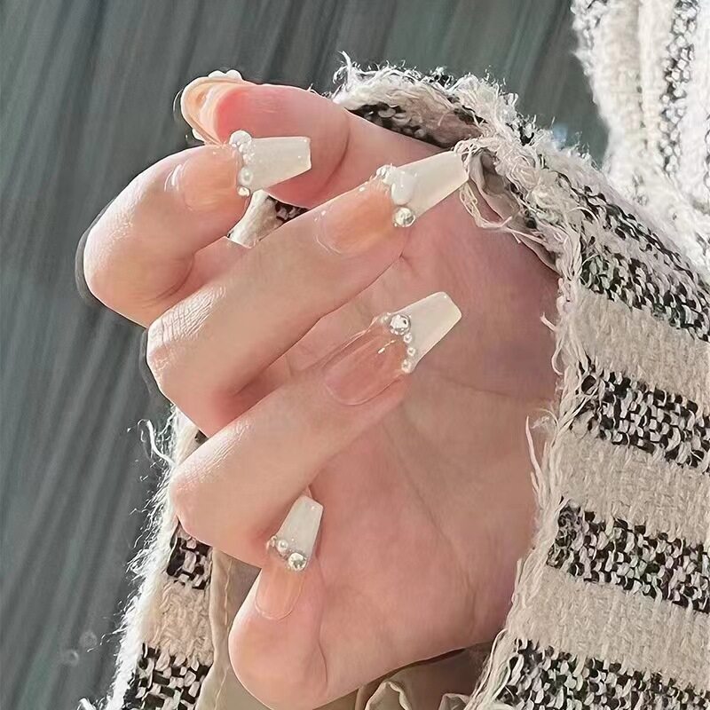 B508つけ爪 | ネイルチップ・手つくり・ヌーディ・優しい・可愛い・キラキラ|undefined