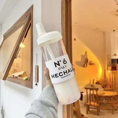 N6大容量水筒｜ストロー付き・500ml/850ml・ガラス/pp製・シンプルなデザインで実用的・携帯やすい