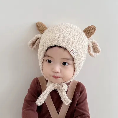 冬季・編み帽子・子供用・耳あて付き・男女兼用・保温・毛糸・赤ちゃん用