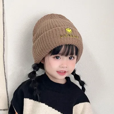 子供用・笑顔・ニット帽・秋冬・万能・かぶり・男女兼用・赤ちゃん・保温・編み帽