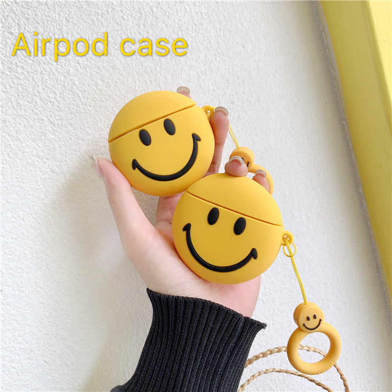 イエローの笑顔 AirPodsケース｜イヤホンケース・ソフトケース・AirPods Pro 1/2/3対応・落下防止・傷防止|undefined