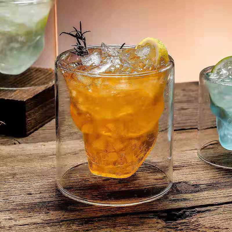 スカル グラス｜耐熱・ダブルウォール・ショットグラス・二重構造・洋酒/カクテル【150ml/250ml】|undefined