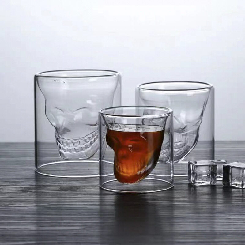 スカル グラス｜耐熱・ダブルウォール・ショットグラス・二重構造・洋酒/カクテル【150ml/250ml】|undefined