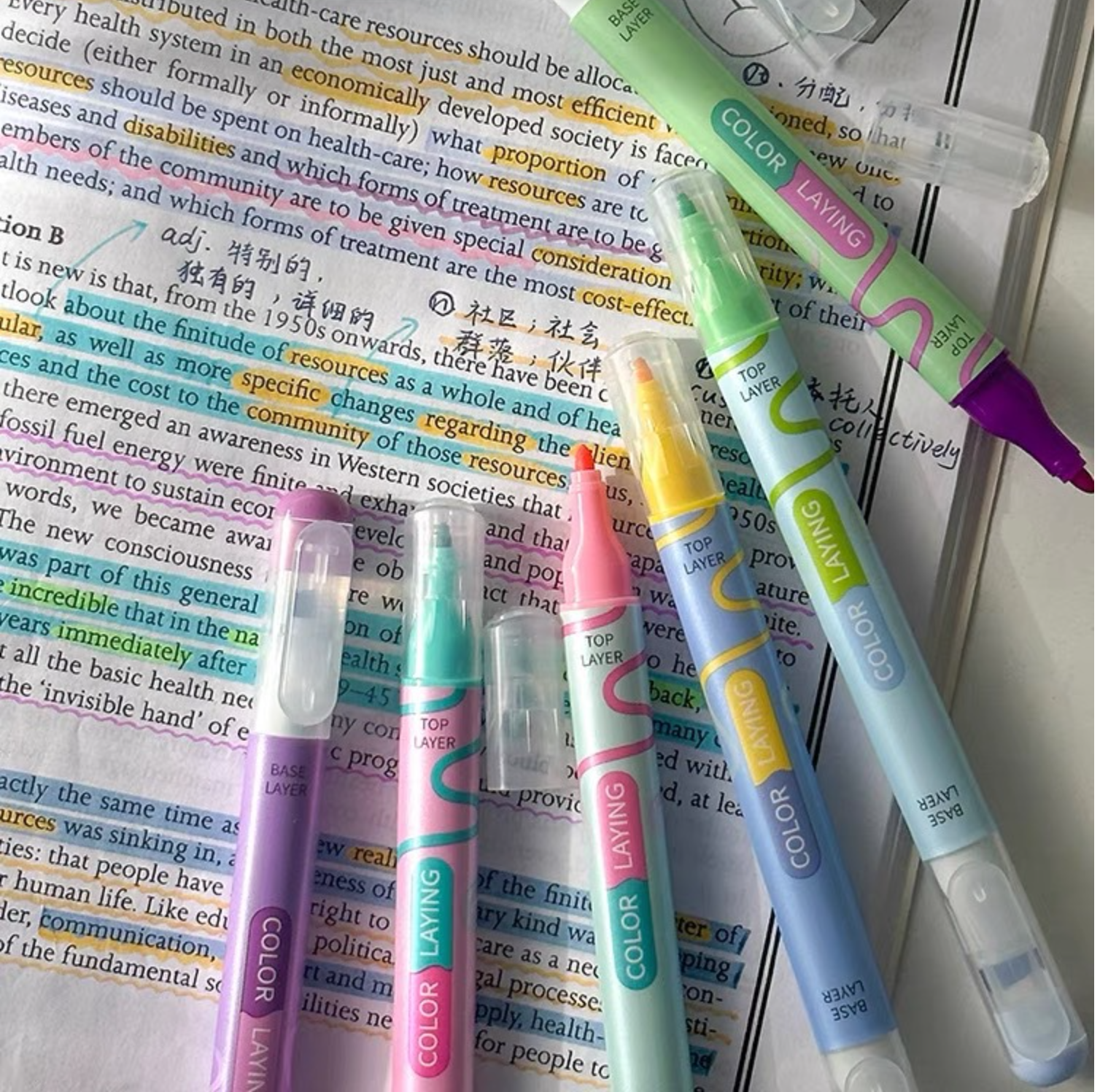 蛍光ペン｜8色・明るい・速乾・マークペン・お絵かき・手帳