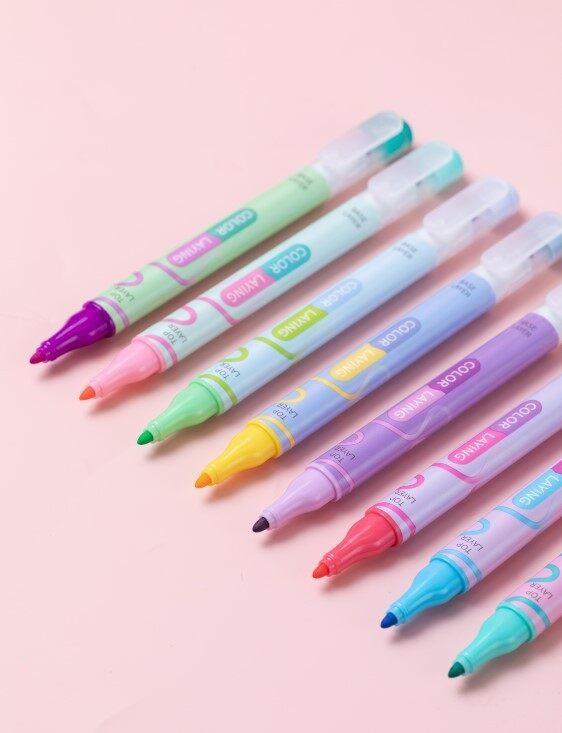 【厳重】カラーペン、蛍光ペン 蛍光ペン｜8色・明るい・速乾・マークペン・お絵かき・手帳・メモ取り