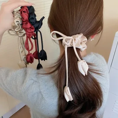 シュシュ｜ヘアアクセサリー・リボン・チューリップ・ヘアバンド・ファッション・エレガント・上品