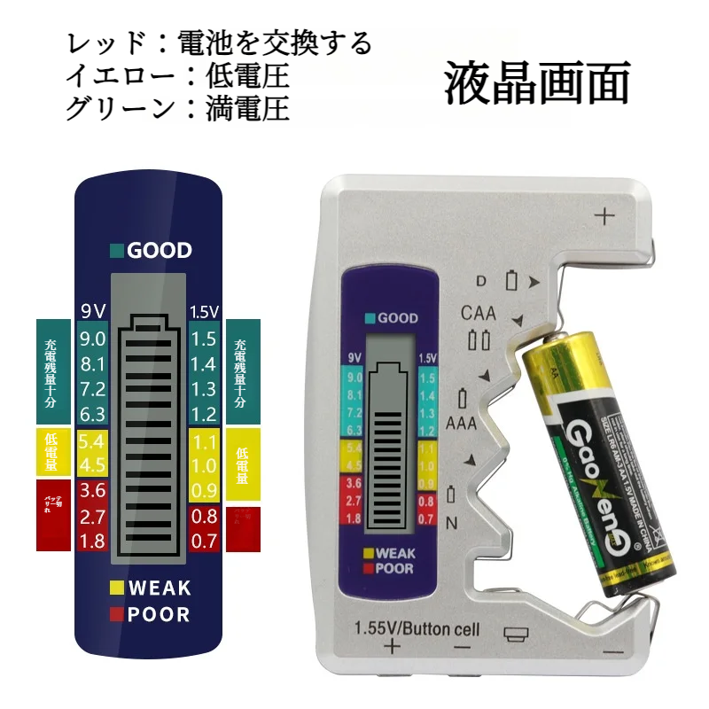 電池残量測定器｜電圧測定・液晶画面・軽量・電池不要・充電池測定できない・バッテリーチェック・テスター|undefined