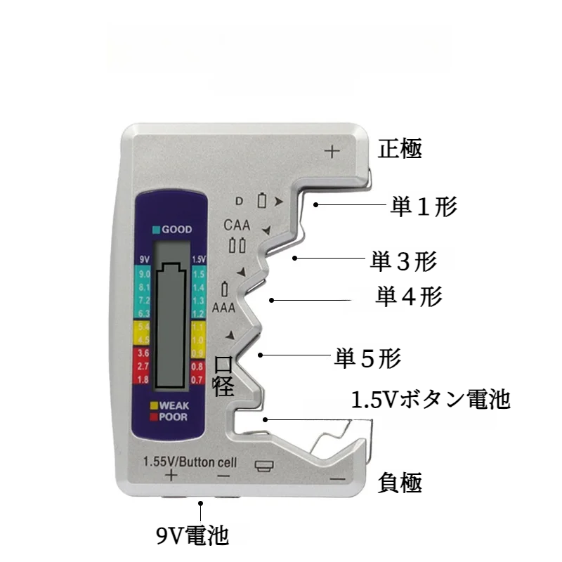 電池残量測定器｜電圧測定・液晶画面・軽量・電池不要・充電池測定できない・バッテリーチェック・テスター|undefined