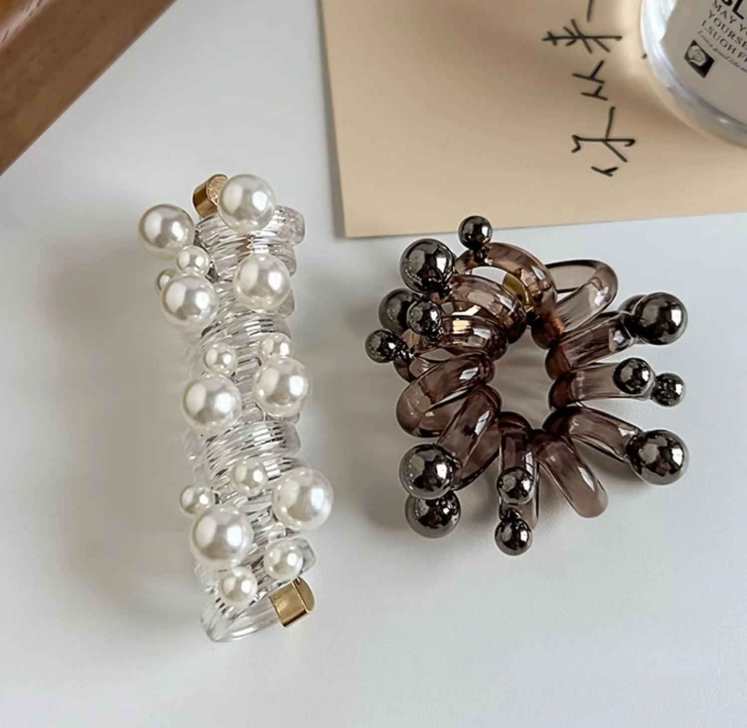 ヘアゴム｜韓国風・パール・高弾力・ハイポニー・編み込み・上品・電話線・アクセサリー|undefined