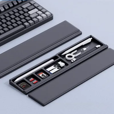 キーボードリストレスト｜収納ケース付き・デスクトップパッドサポート・滑り止め・カード/USBメモリー/文房具収納