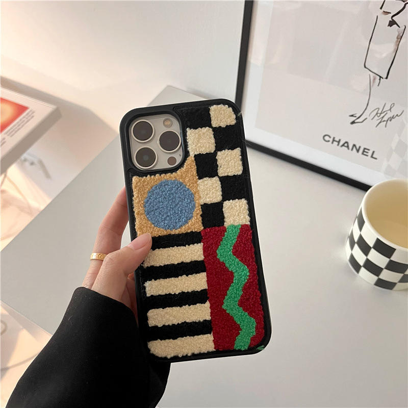 インスタ風、刺繍、ジオメトリ iPhone14Proケース｜女性向け、全面保護、iPhone14/13/12/11対応|undefined