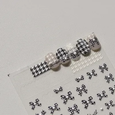 Orange.Nail ネイルシール・リボン｜1枚入・クラシック・大人っぽい・貼るだけ・ネイルチップ用品・3D立体・ステッカー・ワンホンネイル・優雅・黒