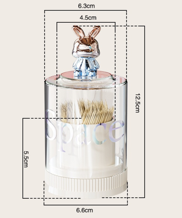 ウサギ爪楊枝ケース｜ようじ入れ・透明・多機能・大容量・可愛い・取り外し可能・収納ケース・蓋付き|undefined