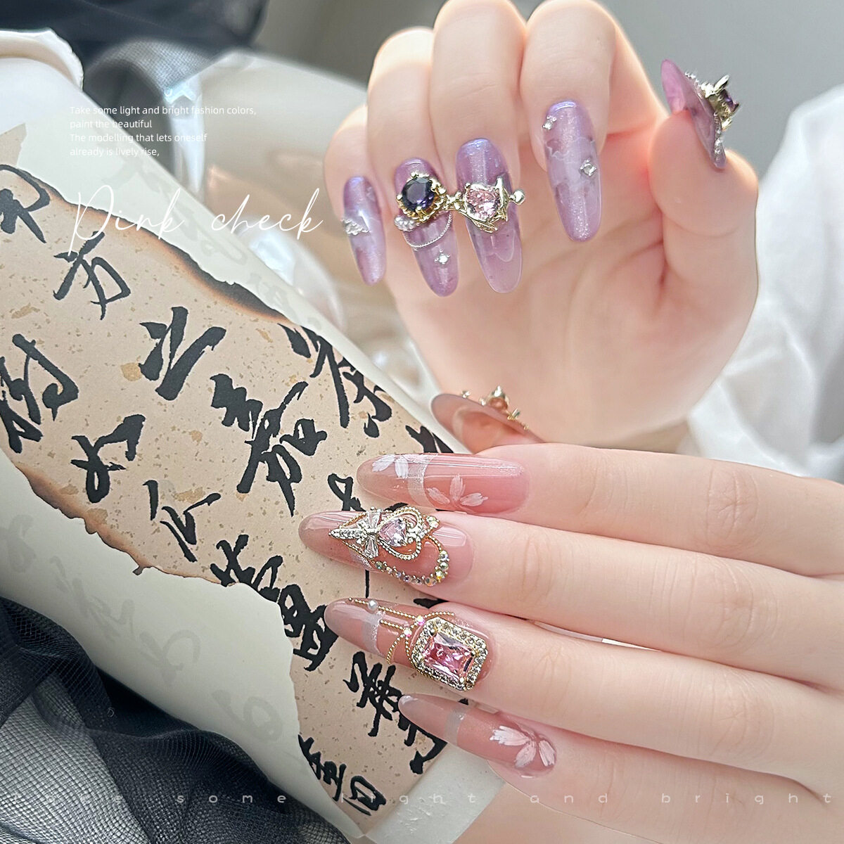 ネイルパーツ｜5個・ネイルアート・ハート・蝶々・派手・アクセサリー・ピンク系・ワンホンネイル|undefined