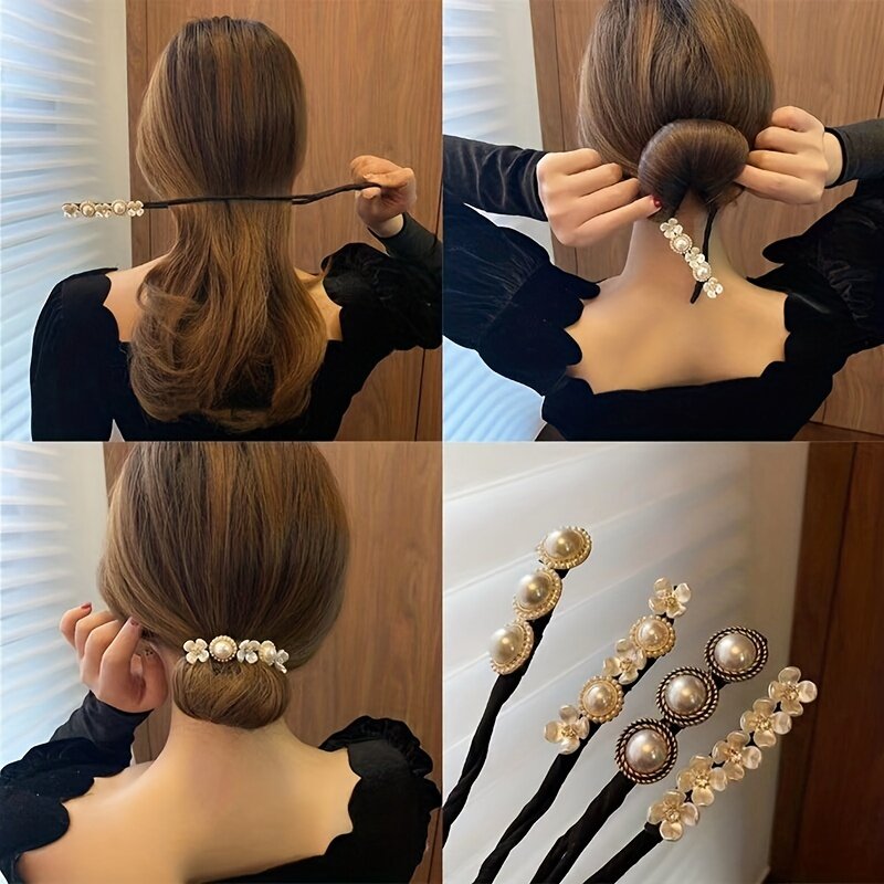 シニヨンメーカー|お団子ヘアメーカー・リボン・人工パール・巻き上げだけで完成！|undefined