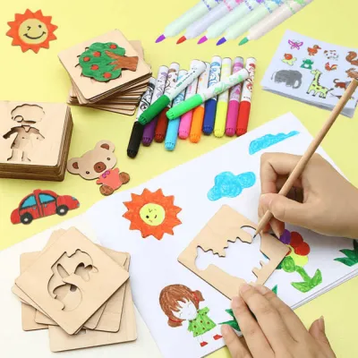 DIY 絵画テンプレート｜かわいい・子供用・木製・便利・おもちゃ・セット