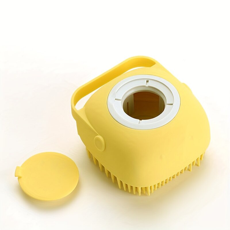 ペット用シャンプーブラシ シリコンマッサージ ゴム製バスコーム シャンプー入れ 犬&猫用グルーミングツール|undefined