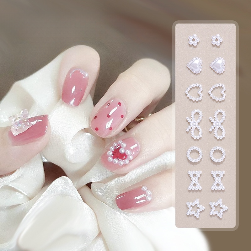 C様　ネイルパーツ Amazon | ネイルパーツ 花 200個セット 立体 白い花 パール風