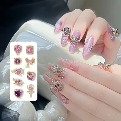 ネイルパーツ｜5個・ネイルアート・ハート・蝶々・派手・アクセサリー・ピンク系・ワンホンネイル