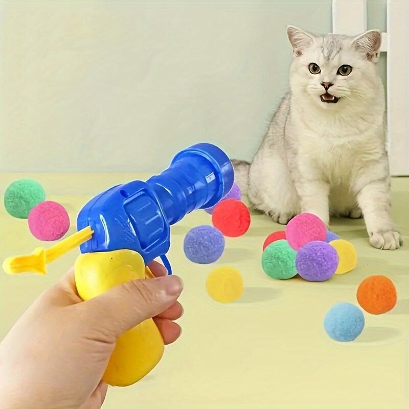 毛玉発射銃セット・3cm高反発・ポリエステル毛玉・猫の自己満足・噛むおもちゃ・ペット|undefined