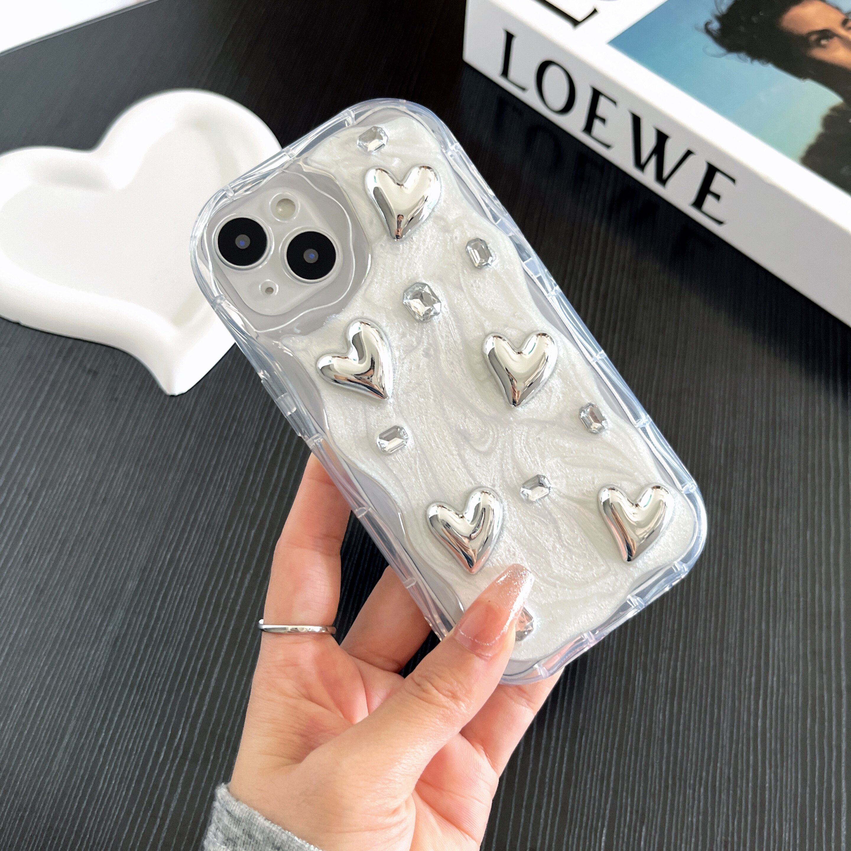 高級セメントグレー・ミラーフィニッシュ・ウォーターダイヤモンド・iPhone14ProMaxケース・13・15新作・12・おしゃれ|undefined