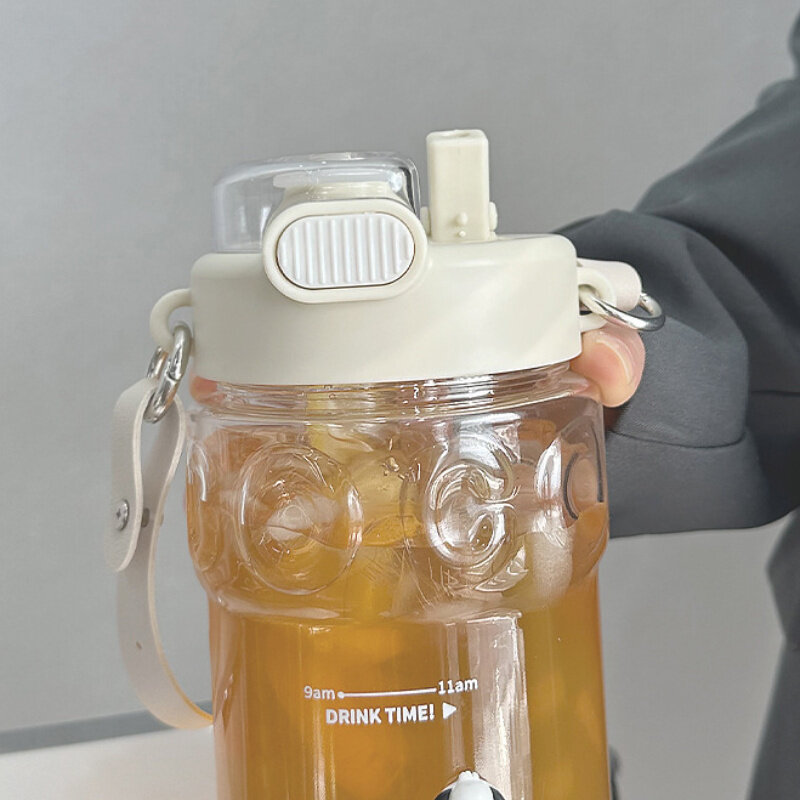 1pc 850mlストロー水筒｜アウトドア用品・大容量プラスチック水筒・ダブルドリンクカップ・ストレーナー付き・シンプルなデザイン|undefined