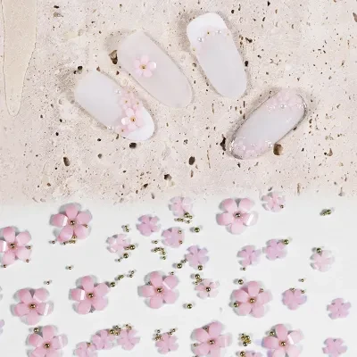 【約100個】ネイルパーツ｜花・500個・アクセサリー・ネイルチップ用品・ネイルアート・可愛い・ネイルアート・ピンク・白黒