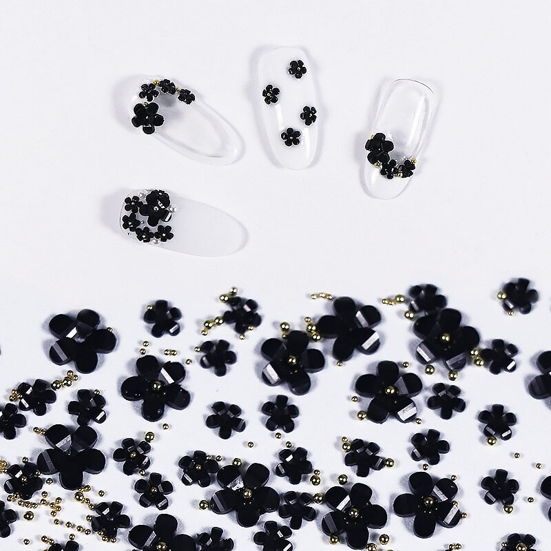 【約100個】ネイルパーツ｜花・500個・アクセサリー・ネイルチップ用品・ネイルアート・可愛い・ネイルアート・ピンク・白黒|undefined