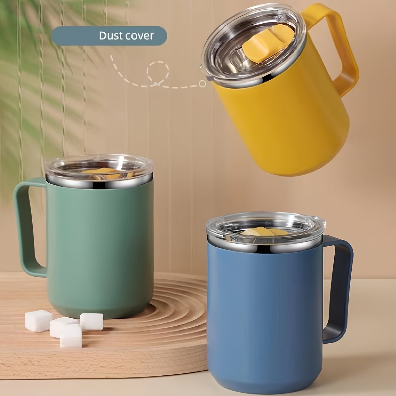 450mlコーヒーマグ｜アウトドア用品・キャップ用品・ハンドルと蓋付き・304ステンレス鋼ウォーターボトル・携帯に便利|undefined