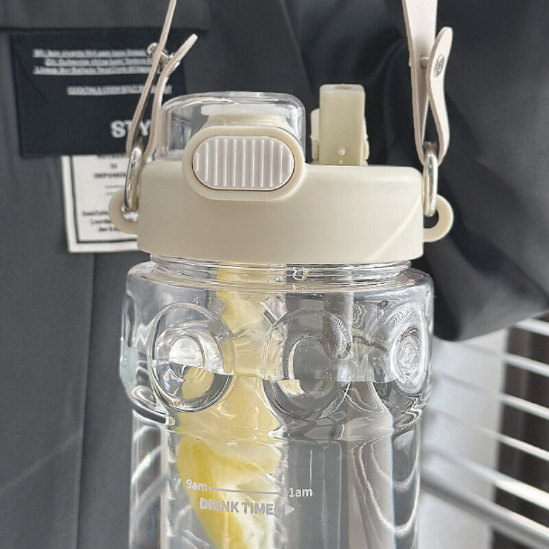 1pc 850mlストロー水筒｜アウトドア用品・大容量プラスチック水筒・ダブルドリンクカップ・ストレーナー付き・シンプルなデザイン|undefined