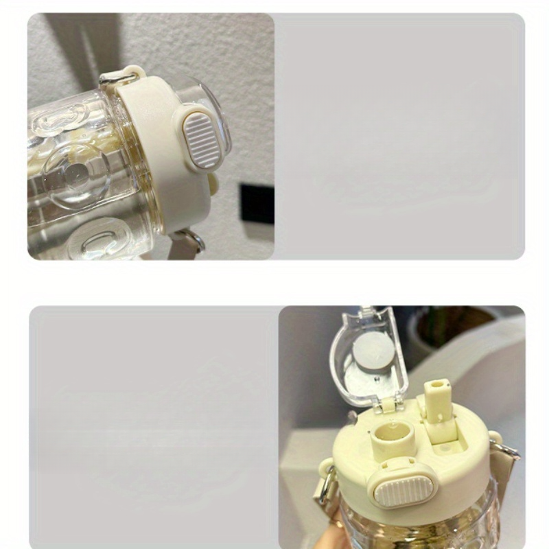 1pc 850mlストロー水筒｜アウトドア用品・大容量プラスチック水筒・ダブルドリンクカップ・ストレーナー付き・シンプルなデザイン|undefined