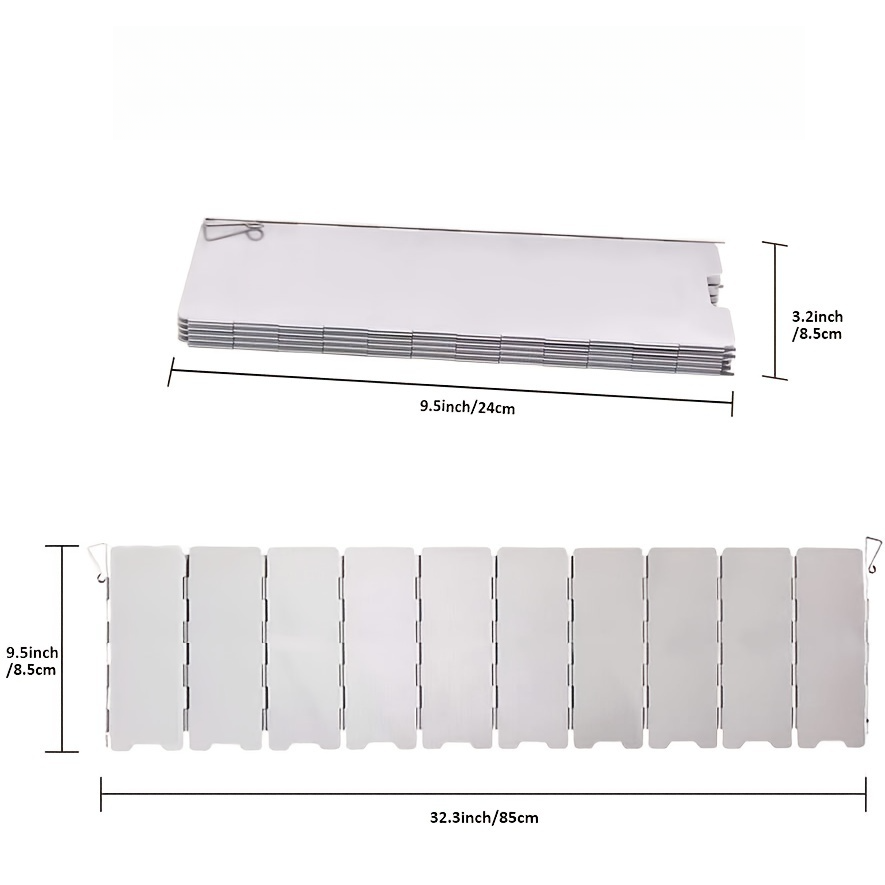 10枚ウインドスクリーン｜キャップ用品・プレートコンロ用・キャンプコンロ&ブタンストーブ用・折りたたみ式・アルミニウム製・収納袋付き|undefined