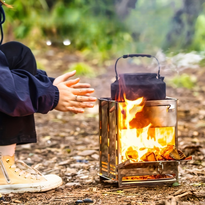 1pc ミニステンレス鋼薪ストーブ｜アウトドア用品・キャンプ調理器具・屋外ピクニック用・軽量・火ストーブ・携帯に便利|undefined