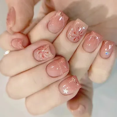ネイルチップ｜ネイルアート・花火・星型・ショートバレエ・ショートネイル・可愛い・気質