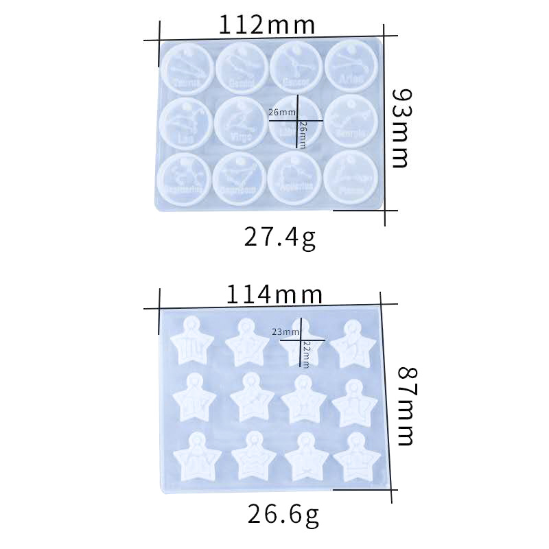 十二星座シリコンモールド｜円形/星型・レジン用・ハンドメイド・オリジナルなチャームを作ろう♪|undefined