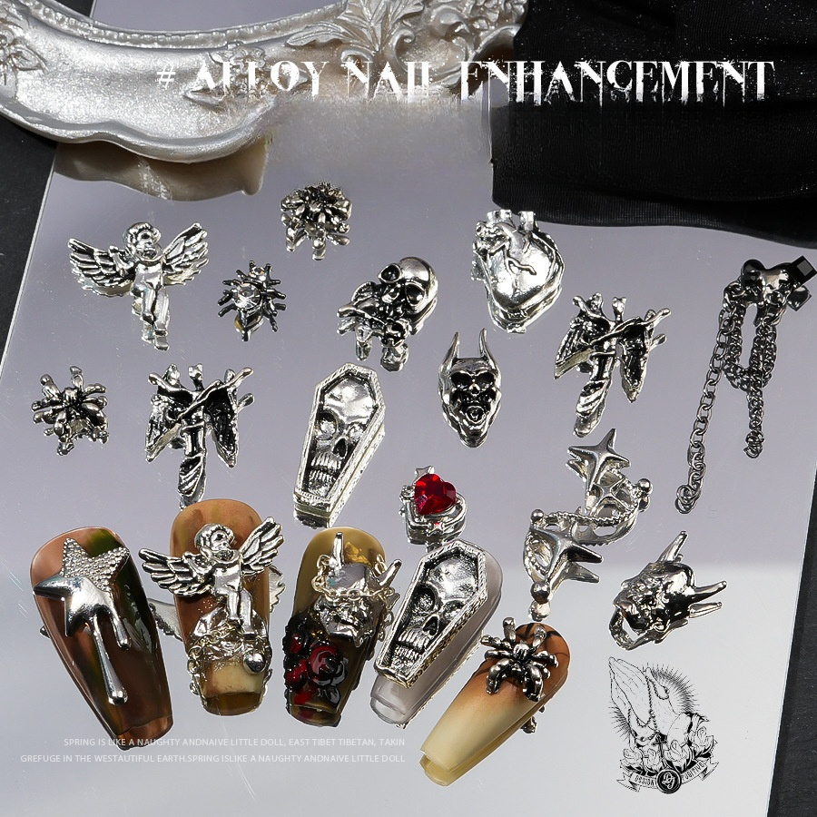 【10個】ネイルパーツ｜レトロ風・天使・アクセサリー・蜘蛛・ダーク・ネイルチップ用品・蝶々・渋谷ネイル|undefined