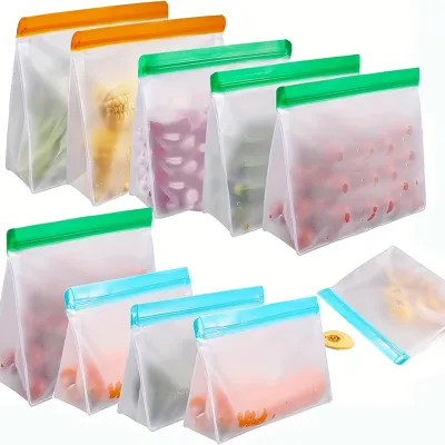 透明なPEVA食品保存袋｜スナック分け収納・冷蔵庫・冷凍密封・収納袋・便利・清潔・使いやすい