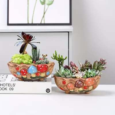 キノコ 多肉植物鉢｜室内/室外用プランター・かわいい・茸の植木鉢・ームオフィスデスクの装飾