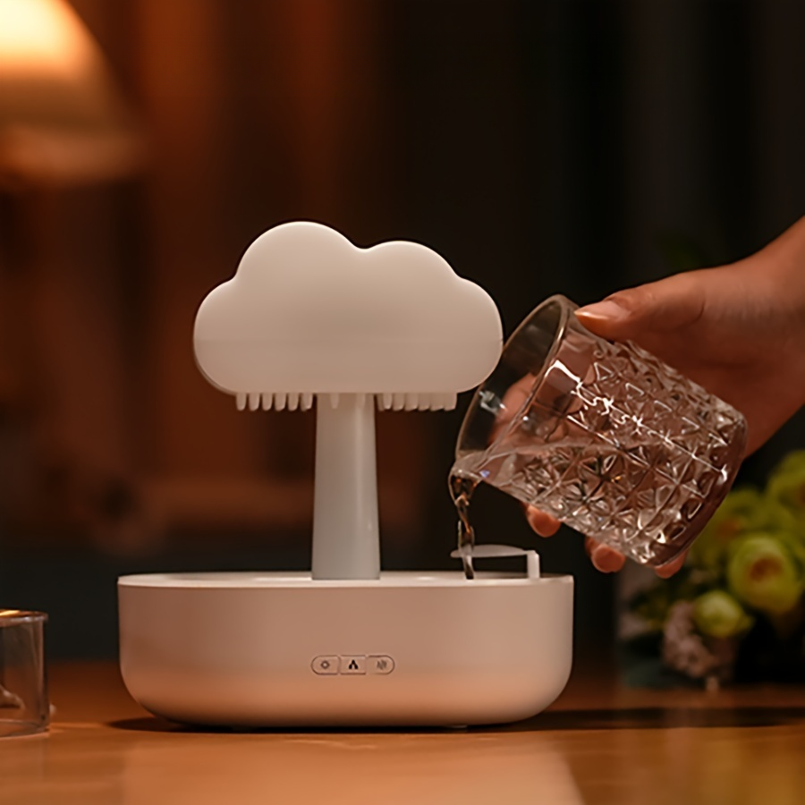 ホワイトノイズの雨降り加湿器｜超音波・七色・キノコ・雲・雨滴・ナイトライト・アロマディフューザー|undefined