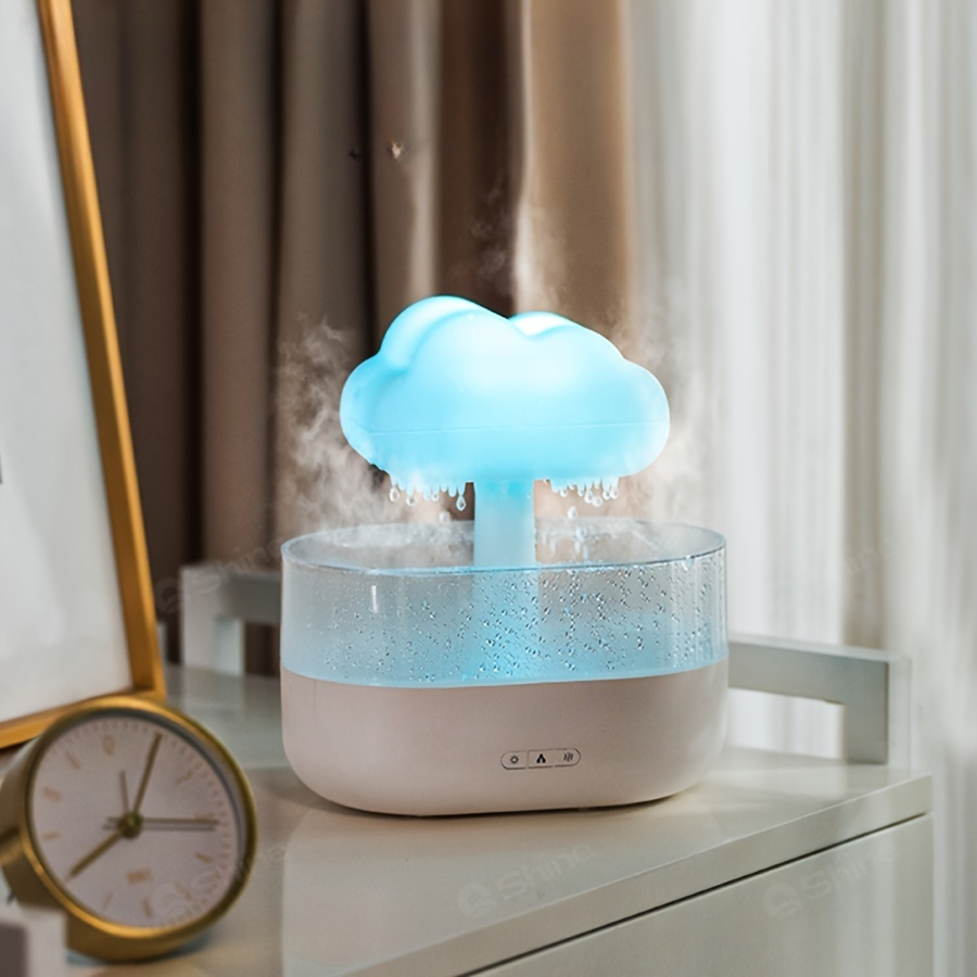 ホワイトノイズの雨降り加湿器｜超音波・七色・キノコ・雲・雨滴