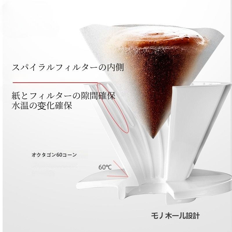 コーヒーフィルターカップ｜V60・八角形・厚手・セラミックフィルターカップ・家庭用・ドリップカップ|undefined