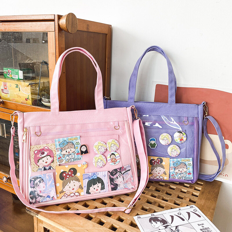 痛バッグ｜透明・大容量・日本スタイル・学院キャンパス風・可愛い・ショルダーバッグ・少女向け・斜めかけ|undefined