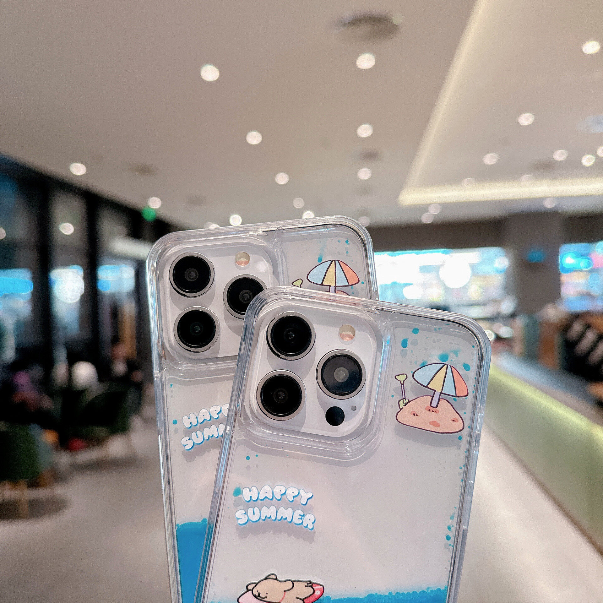 サーフィン犬iPhone15Proケース・透明流砂・夏らしい・清新・可愛い|undefined