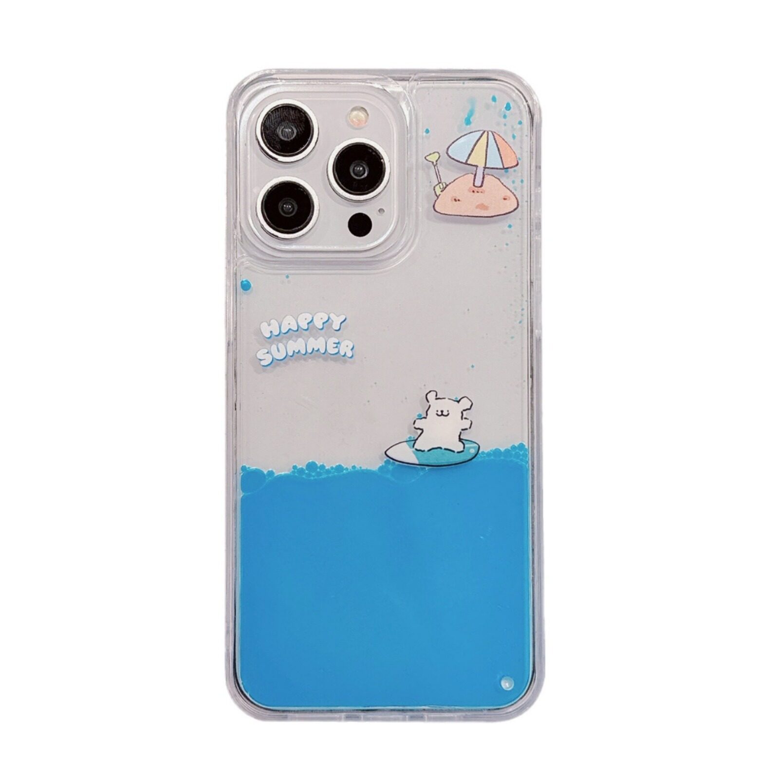 サーフィン犬iPhone15Proケース・透明流砂・夏らしい・清新・可愛い|undefined