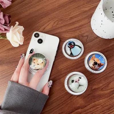 動物柄スマホホルダー｜磁着・クリスタルガラス・エアクッション・伸縮可能・マグネットリング付き・かわいい・面白い