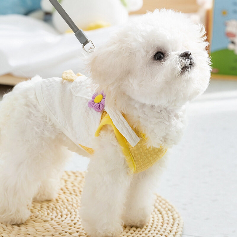 ペット服｜ガチョウモチーフ・Dカン付き・リード可能・可愛いポケット・通気性良い・小型犬・猫・春・夏|undefined