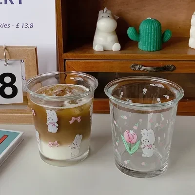 Explore 可愛いウサギちゃん グラス｜コーヒーカップ・大容量・朝食、牛乳に最適・子供用・韓国風