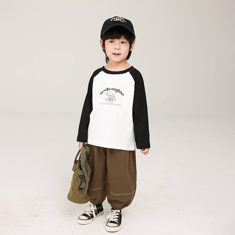 シャツ｜男の子用・春の長袖Tシャツ・子供服・純綿・コントラスト色・韓国風・カジュアル・ベーシック|undefined