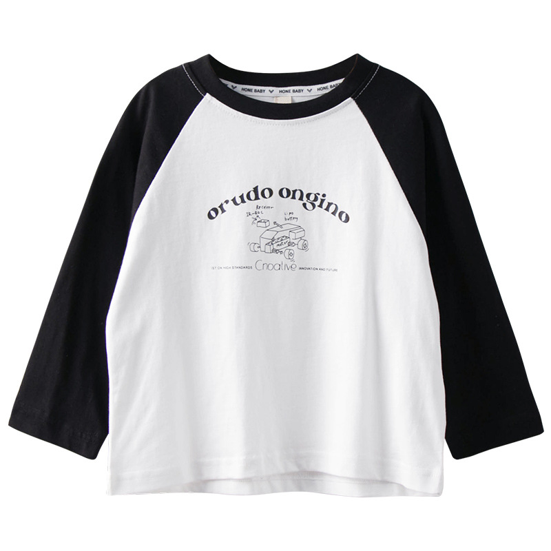 シャツ｜男の子用・春の長袖Tシャツ・子供服・純綿・コントラスト色・韓国風・カジュアル・ベーシック|undefined